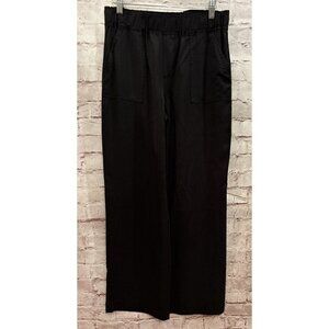 Chelsea & Theodore Womens M Black Pull On Pant Wide Leg Stretch Elastic Waist